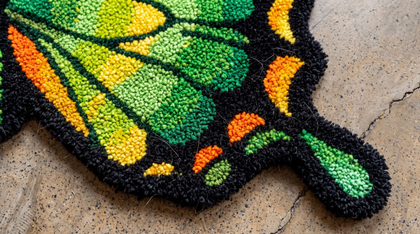 Butterfly rug wing close-up