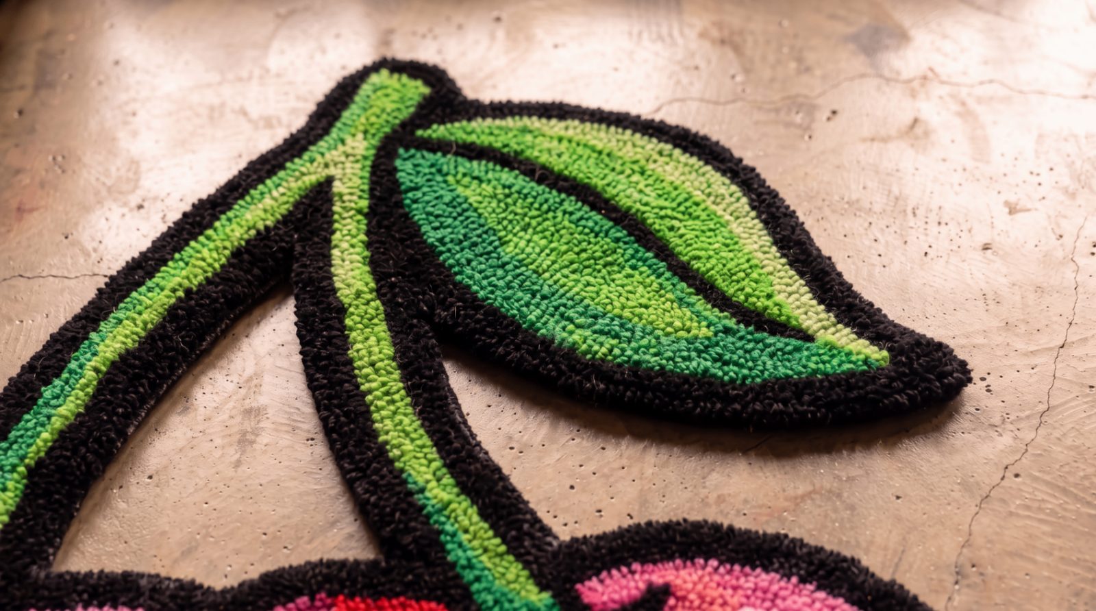 Cherry rug leaf close-up detail